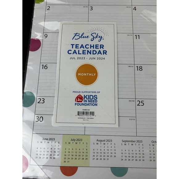 2023-2024 Blue Sky Teacher Dots 22" x 17" Academic Monthly Desk Pad Calendar - Picture 3 of 5